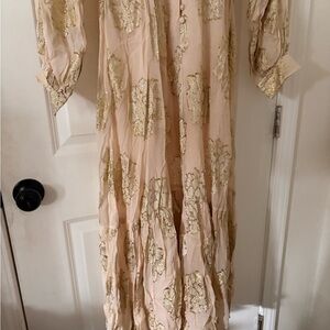 ASOS Long Sleeve Dress in Cream and Gold